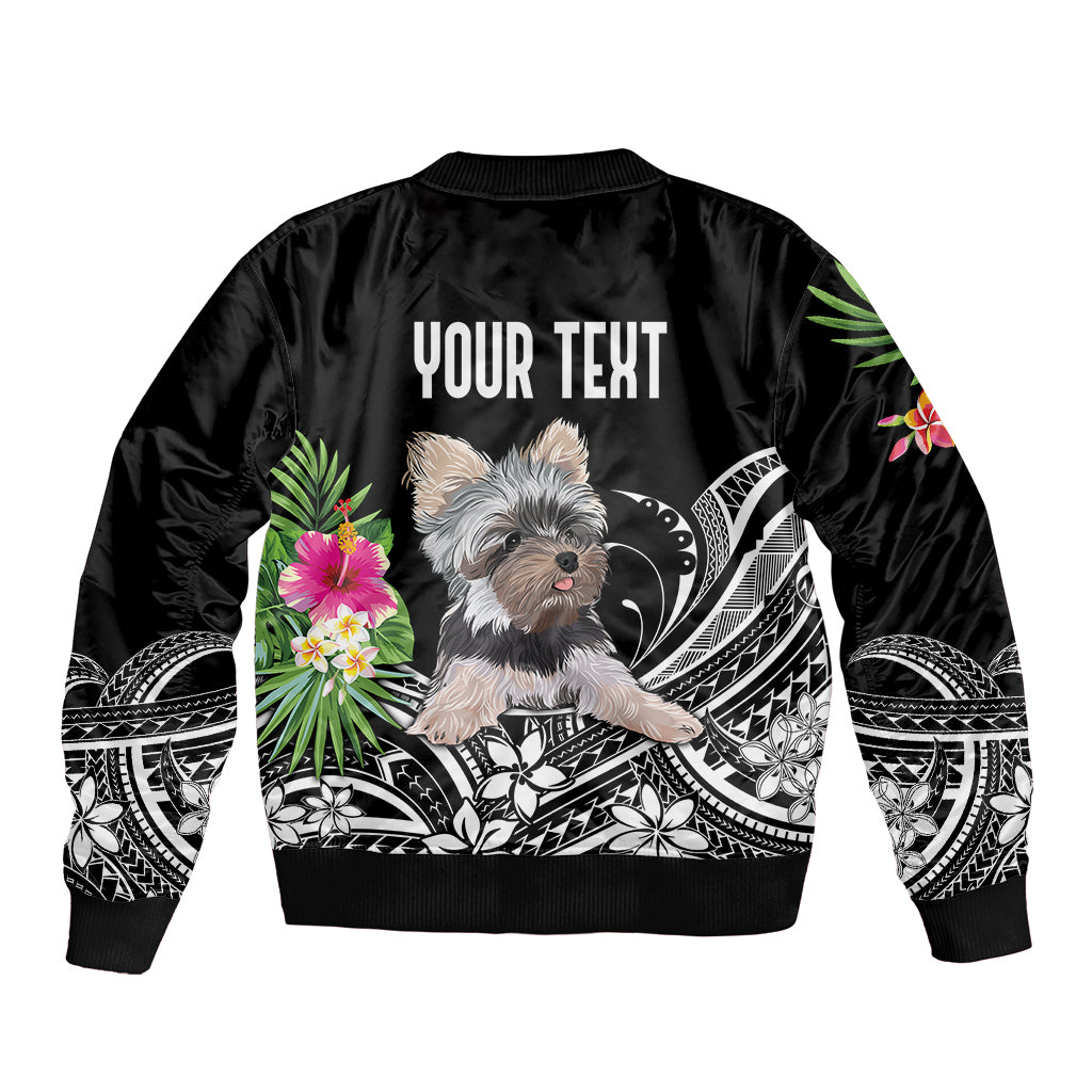 Personalised Polynesian Bomber Jacket With Yorkshire Terrier Floral Style LT7 - Wonder Print Shop