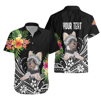 Personalised Polynesian Hawaiian Shirt With Yorkshire Terrier Floral Style - Wonder Print Shop