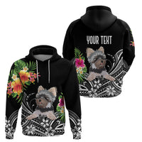 Black pullover hoodie set with Yorkie front and back print, includes YOUR TEXT