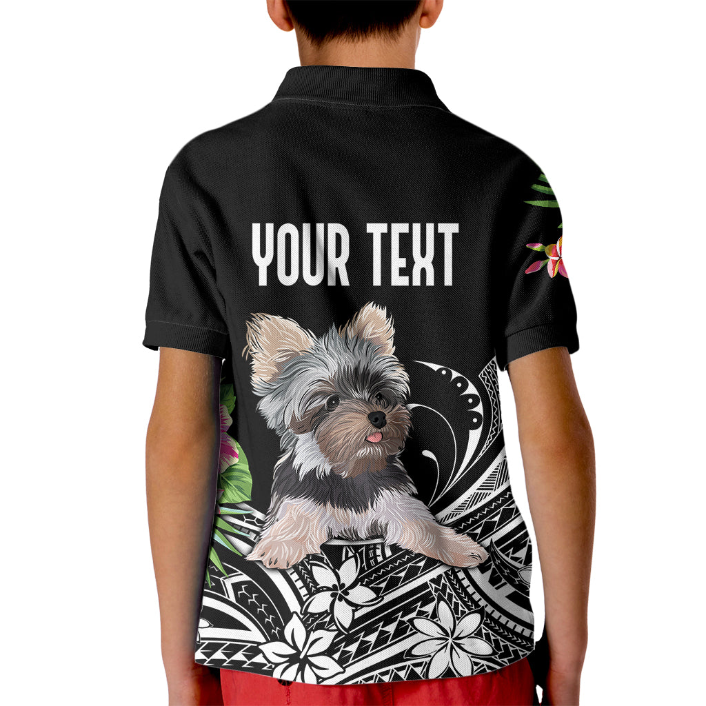 Personalised Polynesian Kid Polo Shirt With Yorkshire Terrier Floral Style - Wonder Print Shop