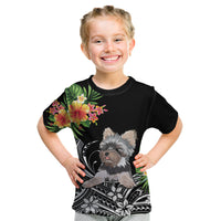 Personalised Polynesian Kid T Shirt With Yorkshire Terrier Floral Style - Wonder Print Shop