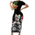 Personalised Polynesian Short Sleeve Bodycon Dress With Yorkshire Terrier Floral Style - Wonder Print Shop