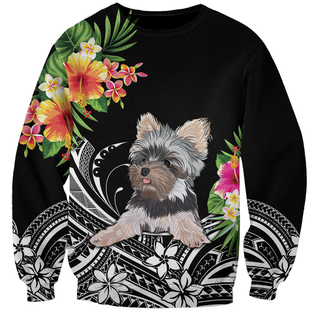 Personalised Polynesian Sweatshirt With Yorkshire Terrier Floral Style - Wonder Print Shop