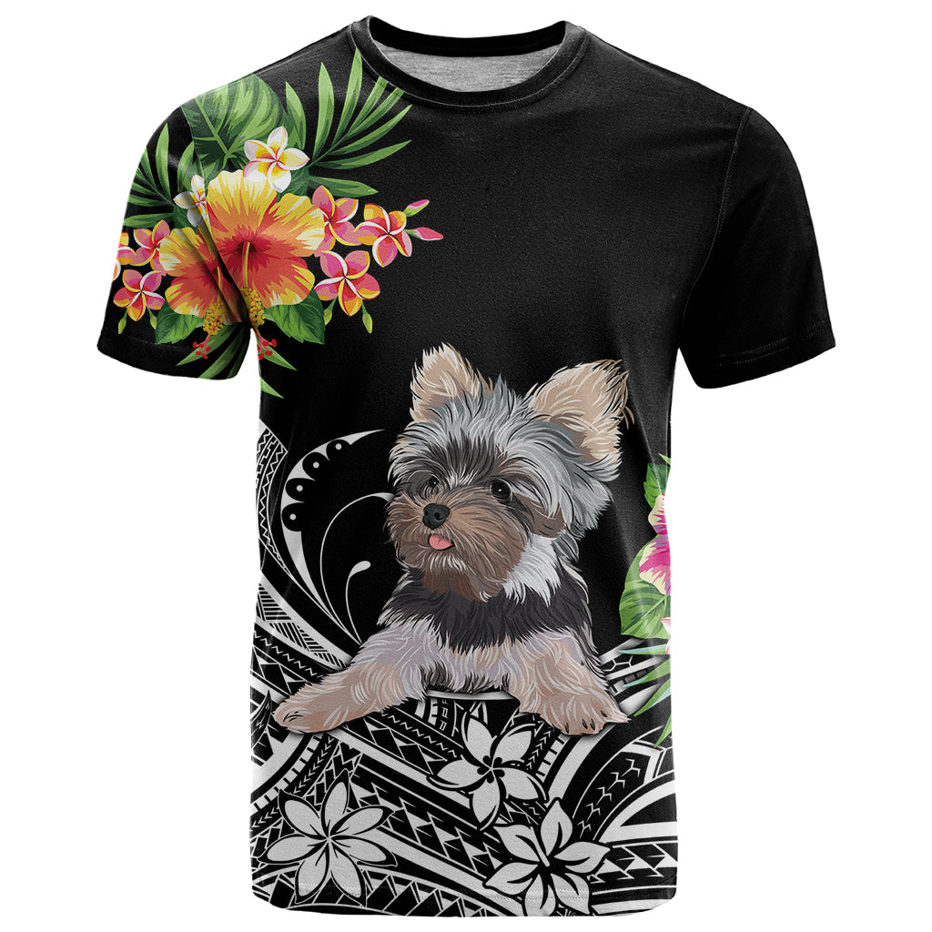 Personalised Polynesian T Shirt With Yorkshire Terrier Floral Style - Wonder Print Shop