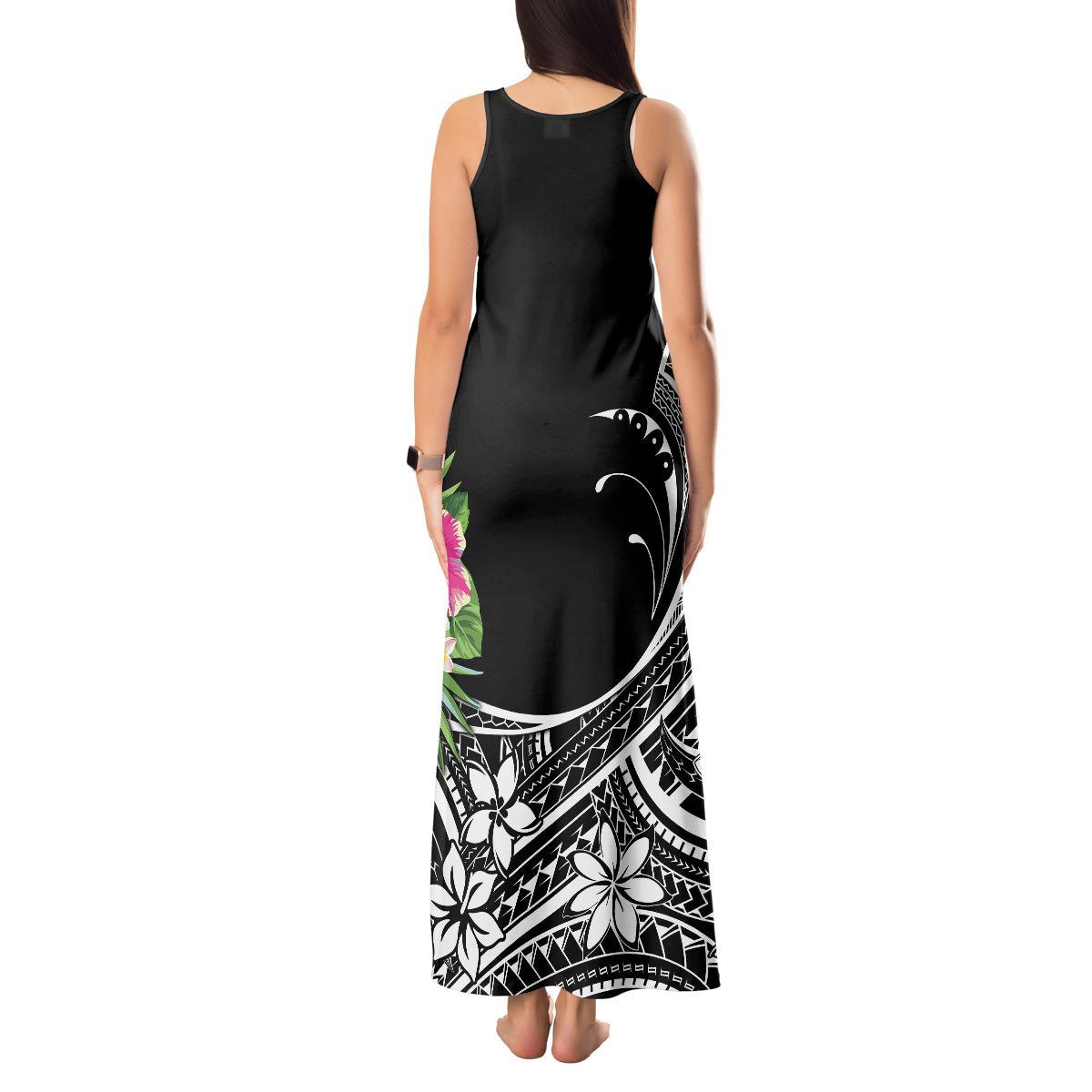 Personalised Polynesian Tank Maxi Dress With Yorkshire Terrier Floral Style - Wonder Print Shop