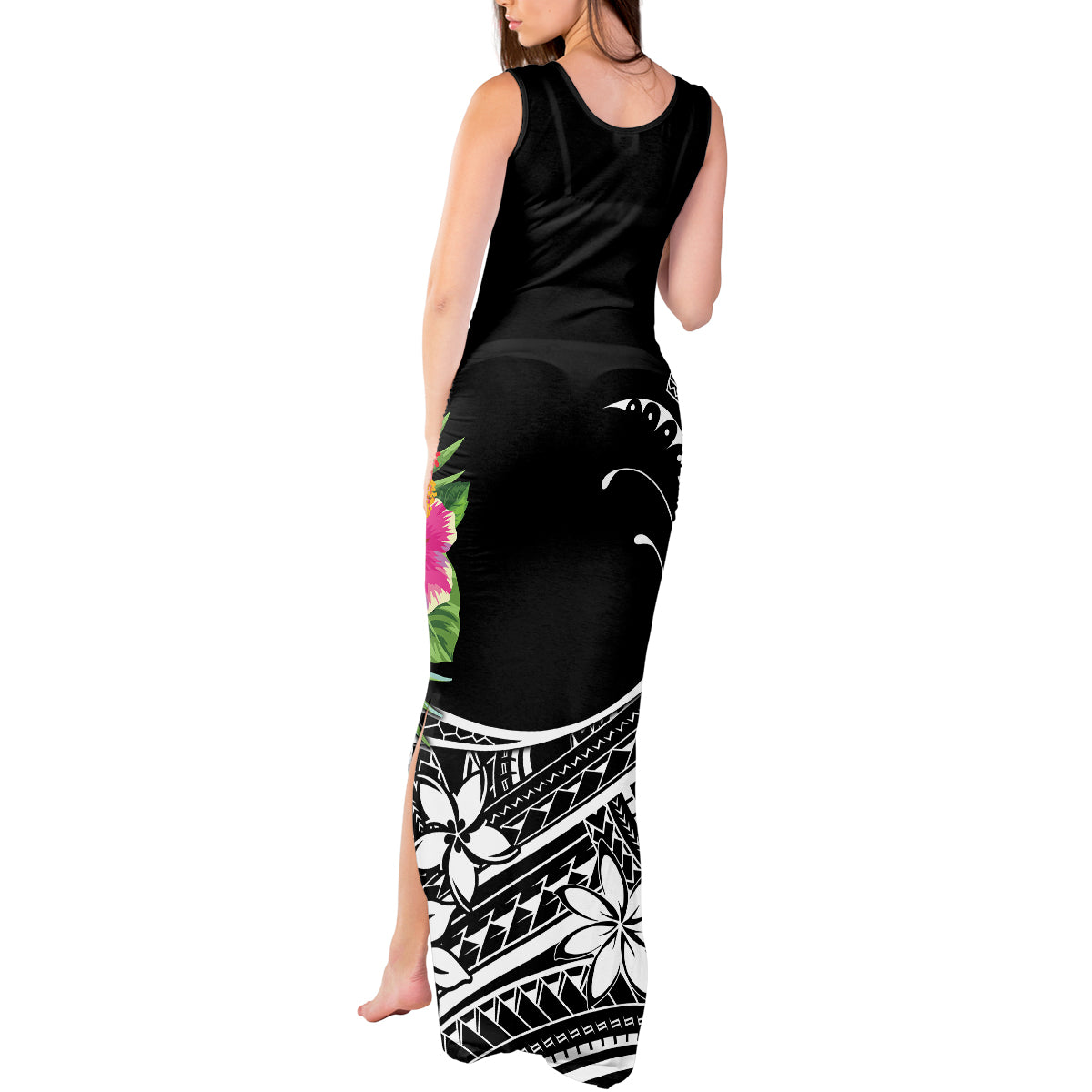Personalised Polynesian Tank Maxi Dress With Yorkshire Terrier Floral Style - Wonder Print Shop