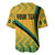 Personalised Jamaica Baseball Jersey Kente Pattern Basic - Yellow LT7 - Wonder Print Shop