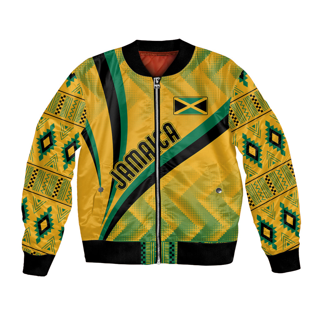 Personalised Jamaica Bomber Jacket Kente Pattern Basic - Yellow LT7 - Wonder Print Shop