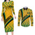 Personalised Jamaica Couples Matching Long Sleeve Bodycon Dress and Long Sleeve Button Shirts Kente Pattern Basic - Yellow LT7 - Wonder Print Shop