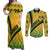 Personalised Jamaica Couples Matching Off Shoulder Maxi Dress and Long Sleeve Button Shirts Kente Pattern Basic - Yellow LT7 - Wonder Print Shop