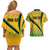 Personalised Jamaica Couples Matching Off Shoulder Short Dress and Hawaiian Shirt Kente Pattern Basic - Yellow LT7 - Wonder Print Shop