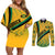 Personalised Jamaica Couples Matching Off Shoulder Short Dress and Long Sleeve Button Shirts Kente Pattern Basic - Yellow LT7 - Wonder Print Shop