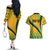 Personalised Jamaica Couples Matching Off The Shoulder Long Sleeve Dress and Hawaiian Shirt Kente Pattern Basic - Yellow LT7 - Wonder Print Shop