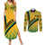 Personalised Jamaica Couples Matching Summer Maxi Dress and Long Sleeve Button Shirts Kente Pattern Basic - Yellow LT7 - Wonder Print Shop