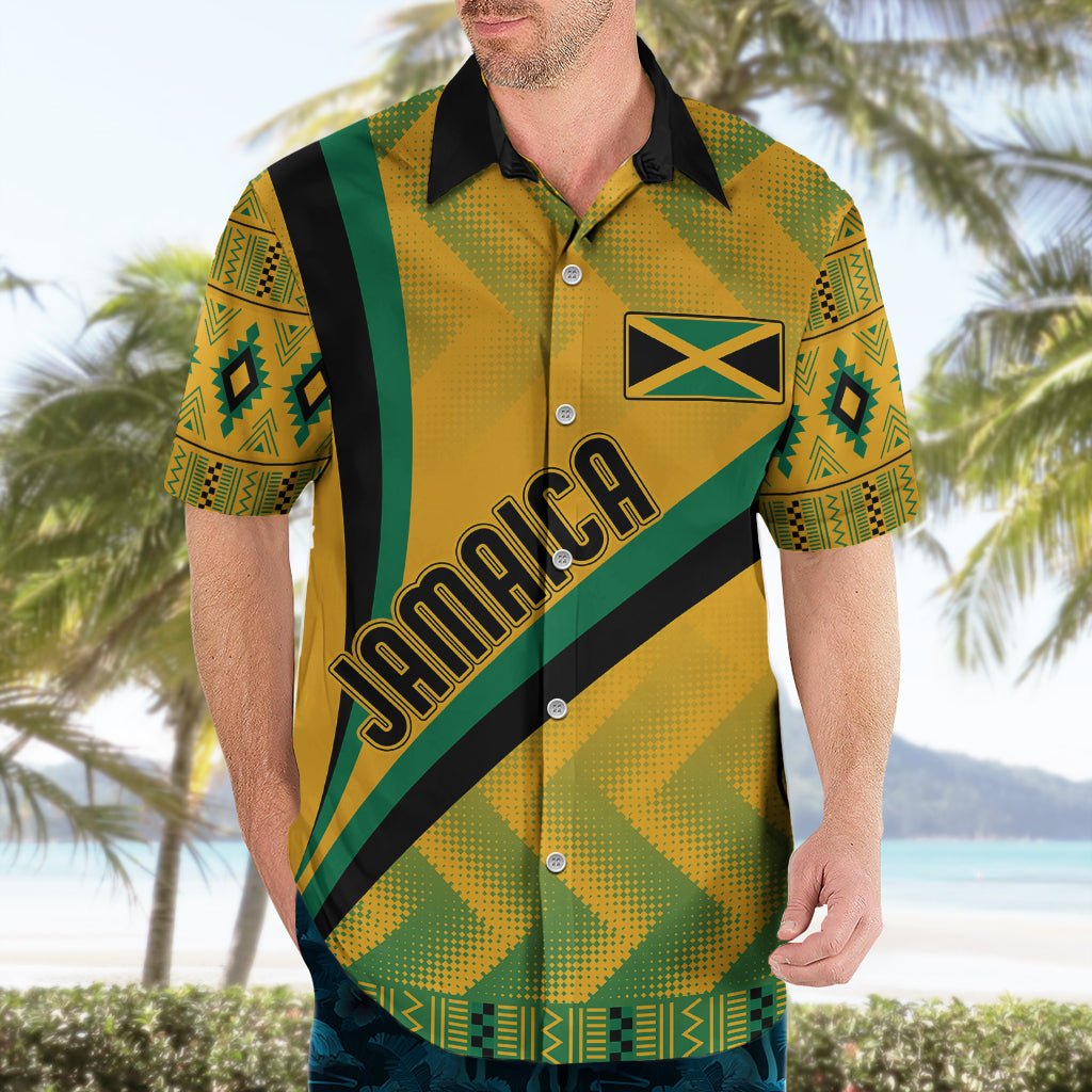Personalised Jamaica Hawaiian Shirt Kente Pattern Basic - Yellow - Wonder Print Shop