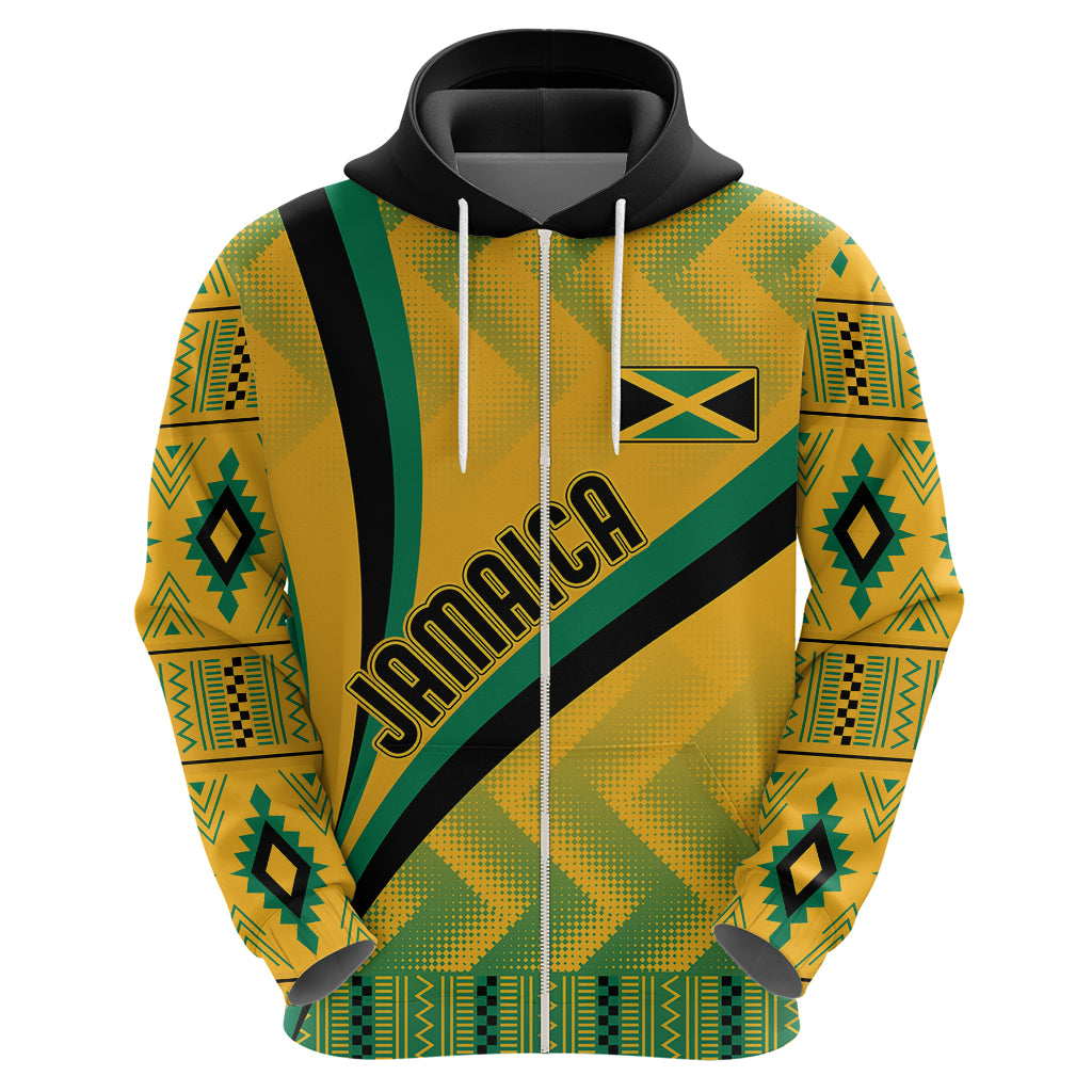 Personalised Jamaica Hoodie Kente Pattern Basic - Yellow - Wonder Print Shop