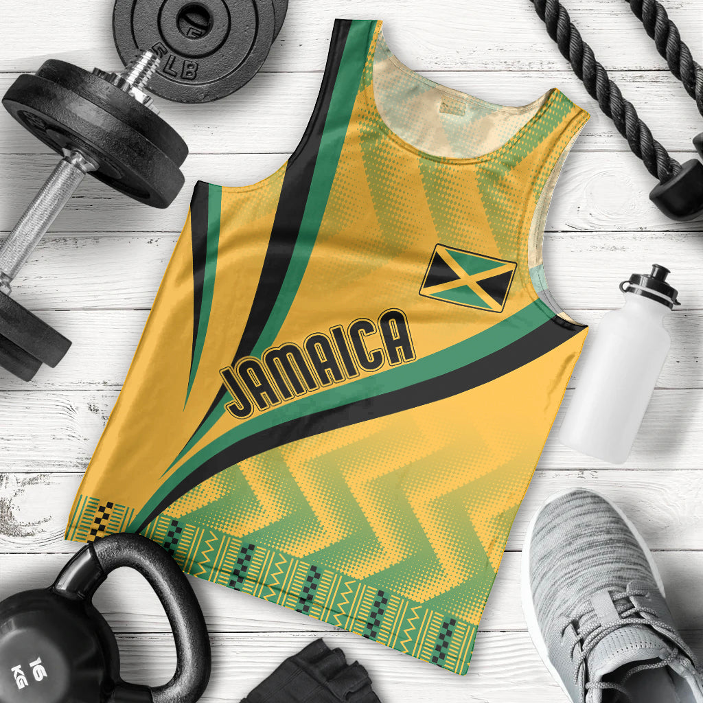 personalised-jamaica-men-tank-top-kente-pattern-basic-yellow