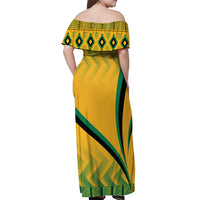 Jamaica Off Shoulder Maxi Dress Kente Pattern Basic - Yellow - Wonder Print Shop