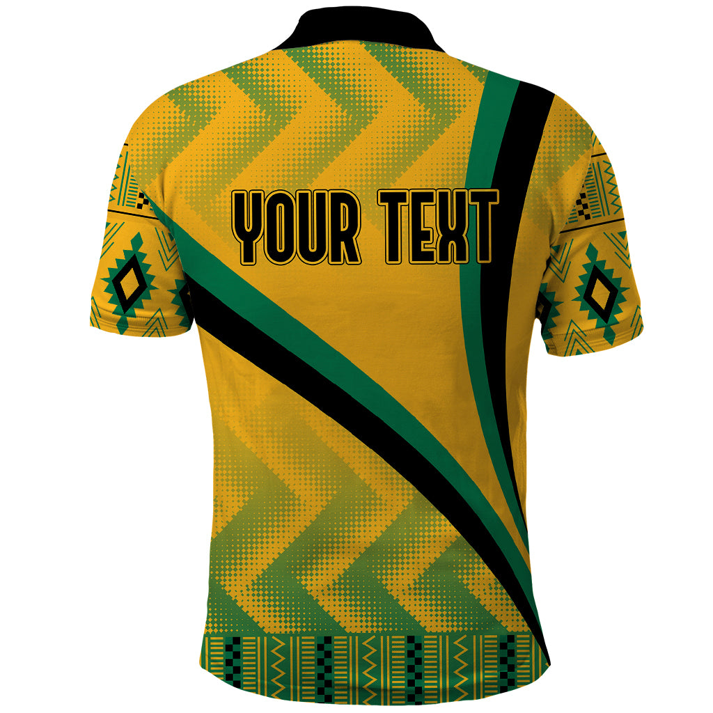 Personalised Jamaica Polo Shirt Kente Pattern Basic - Yellow - Wonder Print Shop