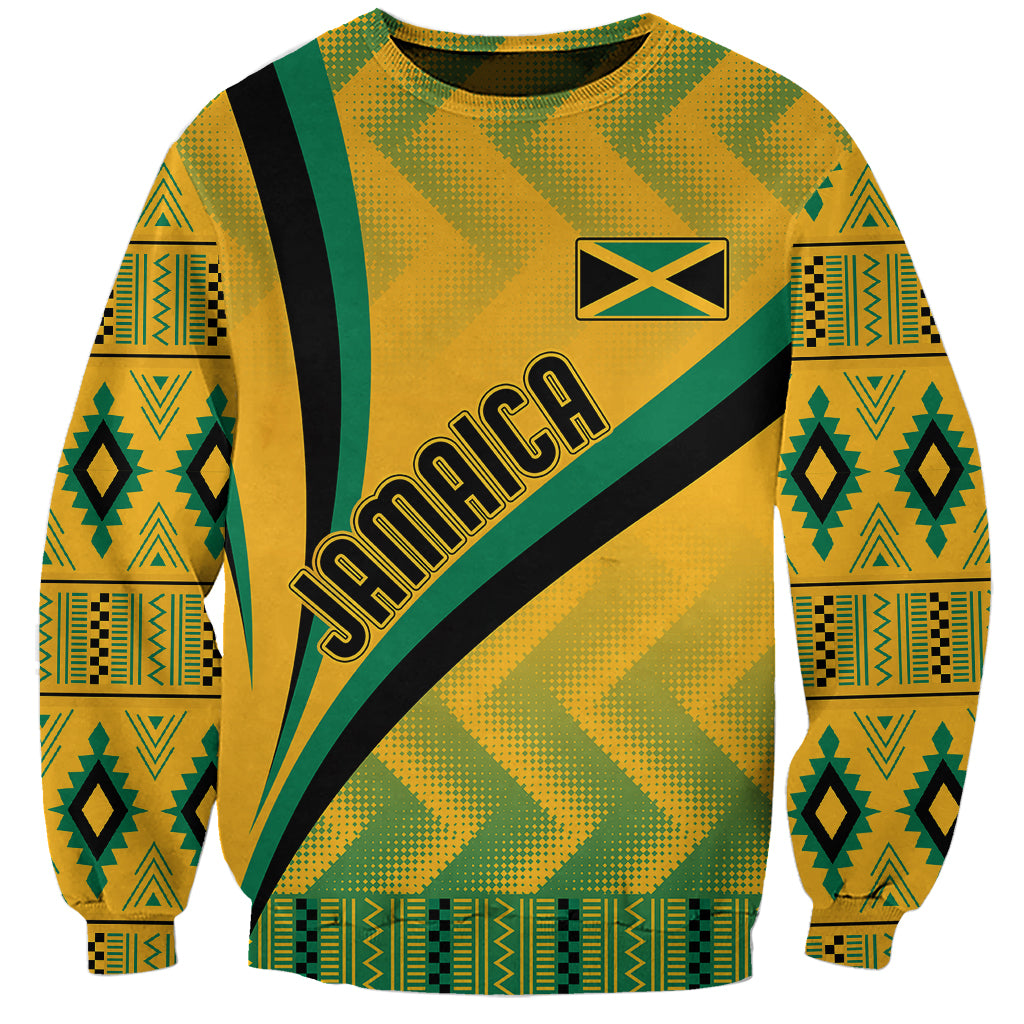 Personalised Jamaica Sweatshirt Kente Pattern Basic - Yellow - Wonder Print Shop