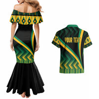 Personalised Jamaica Couples Matching Mermaid Dress And Hawaiian Shirt Kente Pattern Basic - Black LT7 - Wonder Print Shop