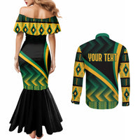 personalised-jamaica-couples-matching-mermaid-dress-and-long-sleeve-button-shirts-kente-pattern-basic-black