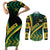 Personalised Jamaica Couples Matching Short Sleeve Bodycon Dress and Long Sleeve Button Shirts Kente Pattern Basic - Black LT7 - Wonder Print Shop
