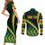 Personalised Jamaica Couples Matching Short Sleeve Bodycon Dress and Long Sleeve Button Shirts Kente Pattern Basic - Black LT7 - Wonder Print Shop