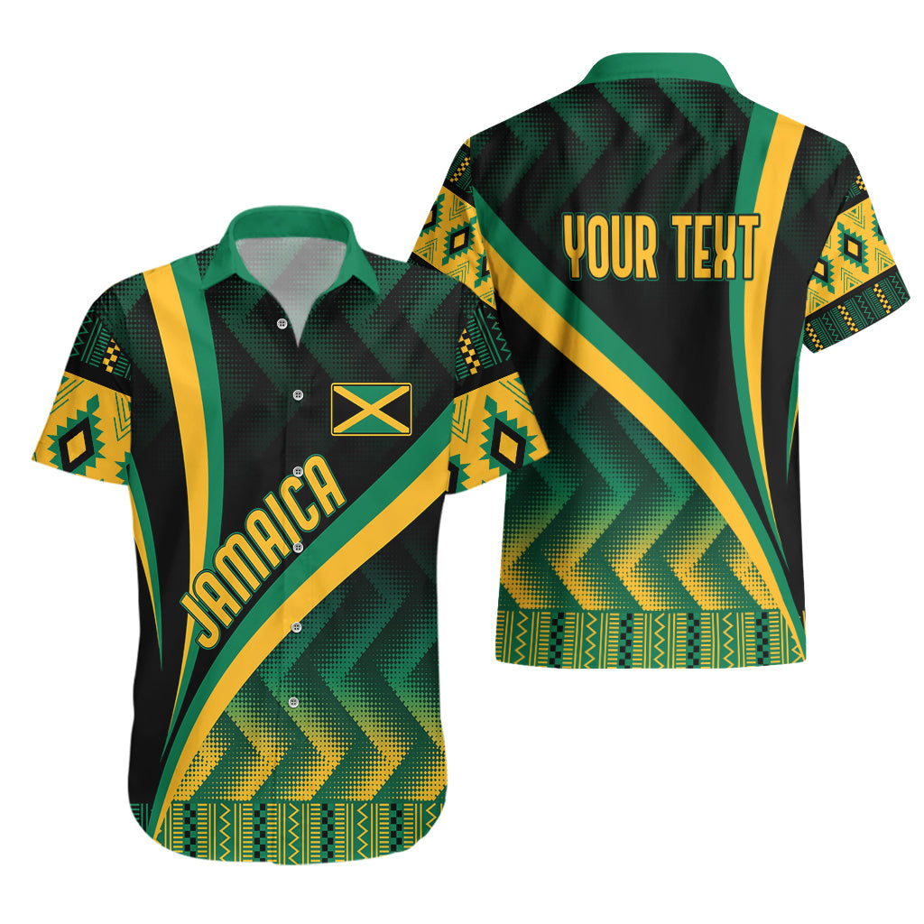 Personalised Jamaica Hawaiian Shirt Kente Pattern Basic - Black - Wonder Print Shop