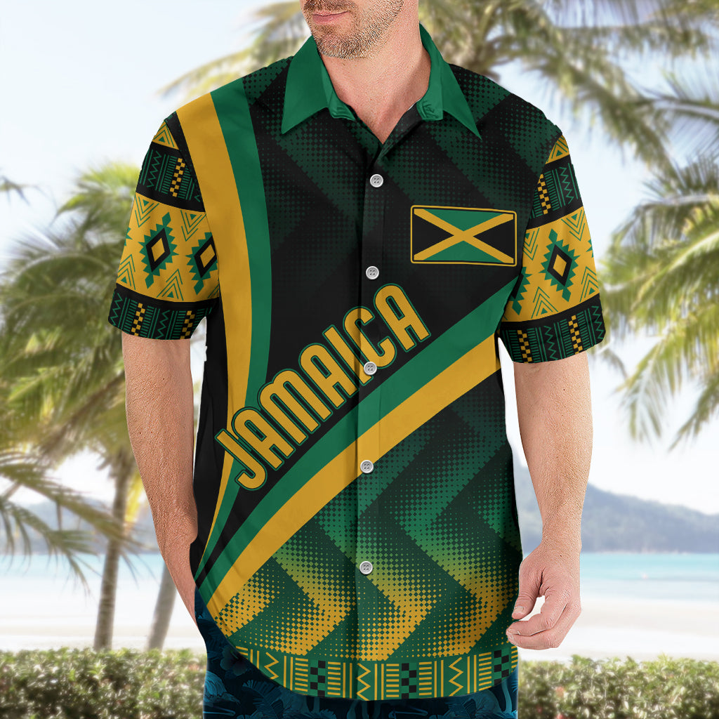 Personalised Jamaica Hawaiian Shirt Kente Pattern Basic - Black - Wonder Print Shop