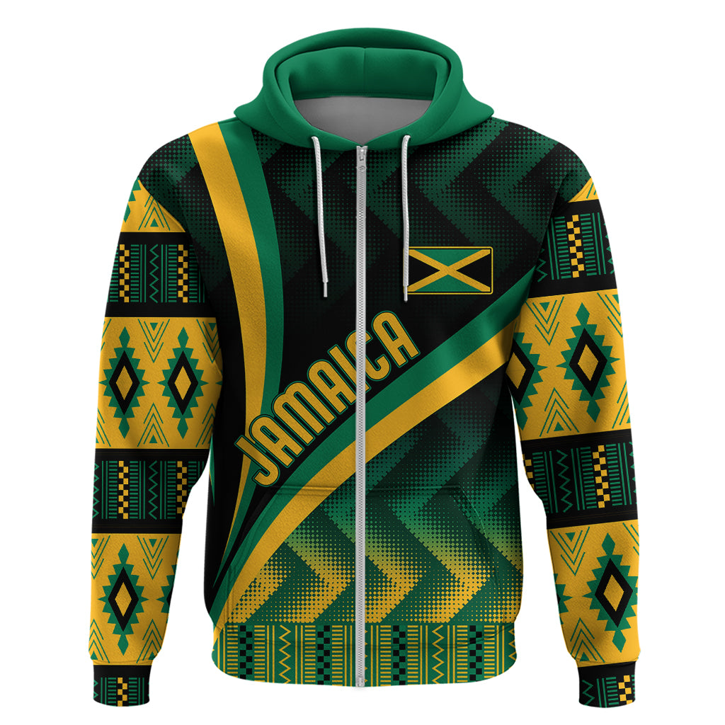 Personalised Jamaica Hoodie Kente Pattern Basic - Black - Wonder Print Shop