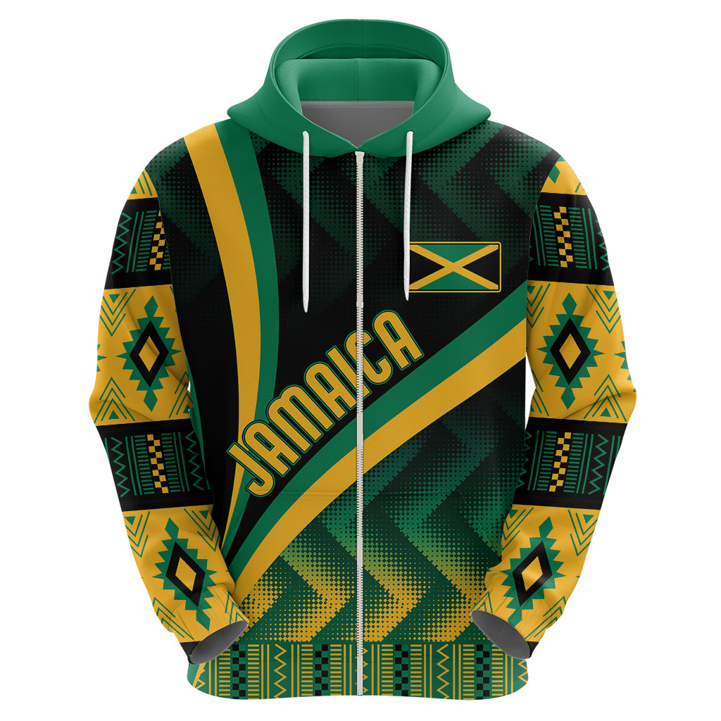 Personalised Jamaica Hoodie Kente Pattern Basic - Black - Wonder Print Shop