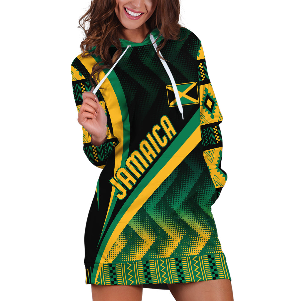 personalised-jamaica-hoodie-dress-kente-pattern-basic-black