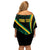 Personalised Jamaica Off Shoulder Short Dress Kente Pattern Basic - Black - Wonder Print Shop