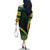 Jamaica Off The Shoulder Long Sleeve Dress Kente Pattern Basic - Black - Wonder Print Shop