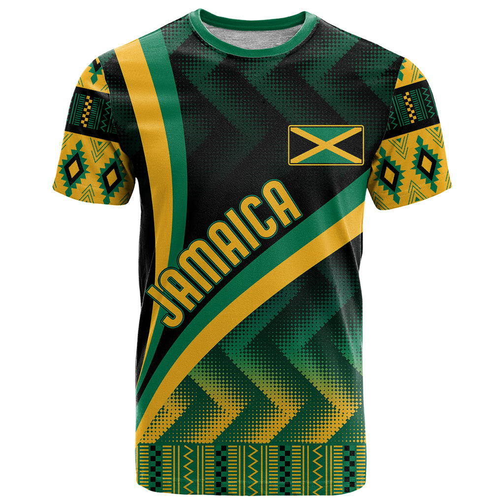 Personalised Jamaica T Shirt Kente Pattern Basic - Black - Wonder Print Shop