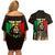 Personalised Jamaica Couples Matching Off Shoulder Short Dress and Hawaiian Shirt Reggae Festival Legend Bob Abstract Portrait LT7 - Wonder Print Shop