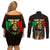 Personalised Jamaica Couples Matching Off Shoulder Short Dress and Long Sleeve Button Shirts Reggae Festival Legend Bob Abstract Portrait LT7 - Wonder Print Shop