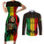 Personalised Jamaica Couples Matching Short Sleeve Bodycon Dress and Long Sleeve Button Shirts Reggae Festival Legend Bob Abstract Portrait LT7 - Wonder Print Shop