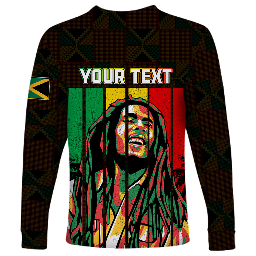 Personalised Jamaica Long Sleeve Shirt Reggae Festival Legend Bob Abstract Portrait - Wonder Print Shop