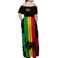 Personalised Jamaica Off Shoulder Maxi Dress Reggae Festival Legend Bob Abstract Portrait - Wonder Print Shop