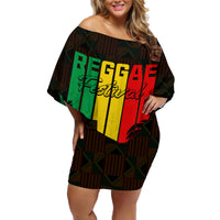 Personalised Jamaica Off Shoulder Short Dress Reggae Festival Legend Bob Abstract Portrait - Wonder Print Shop