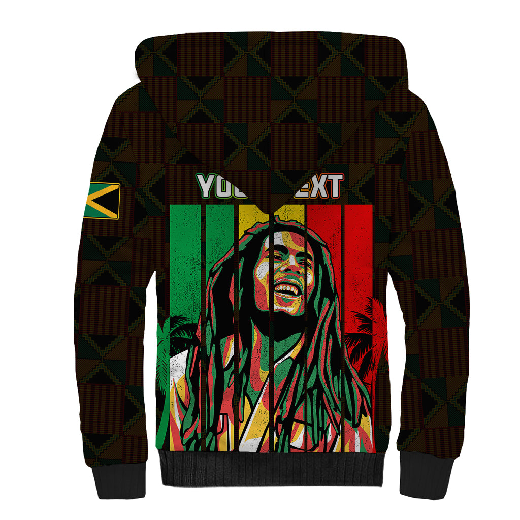 Personalised Jamaica Sherpa Hoodie Reggae Festival Legend Bob Abstract Portrait - Wonder Print Shop