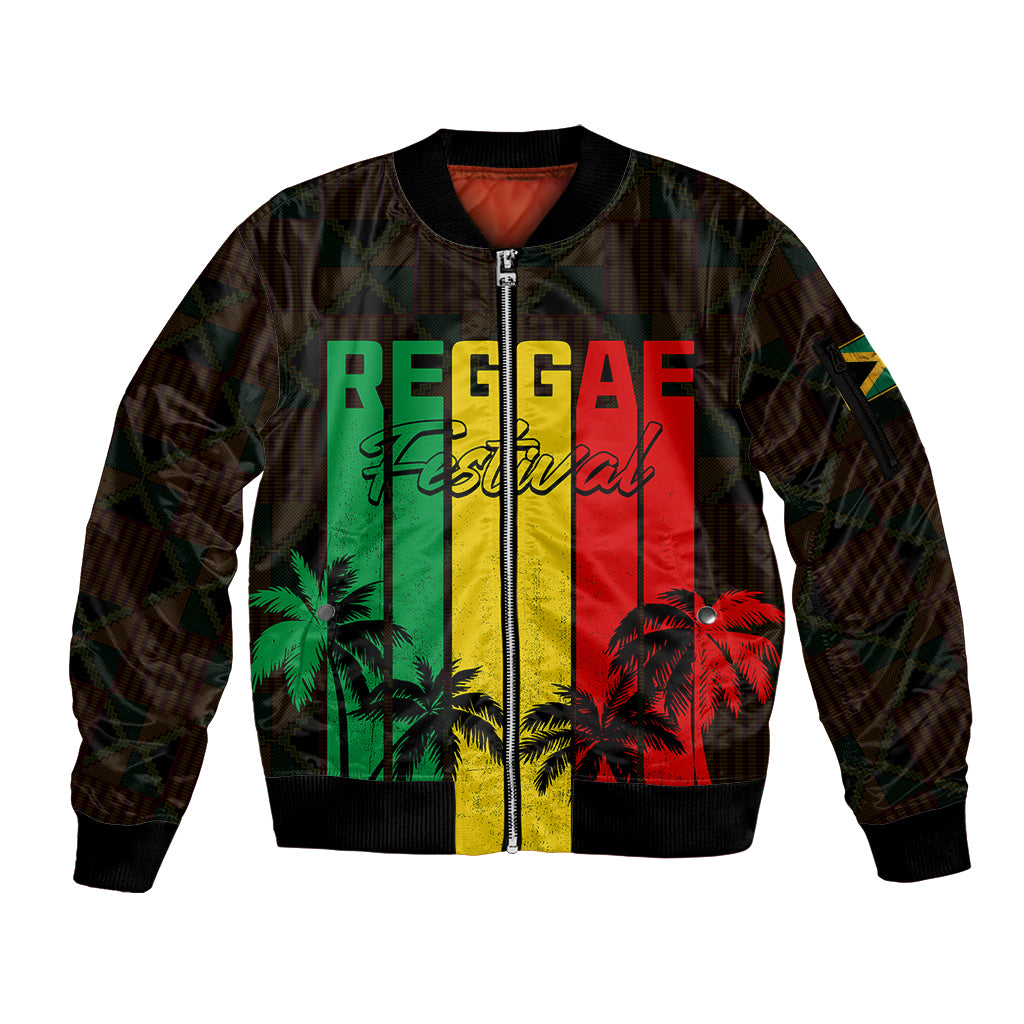 Personalised Jamaica Sleeve Zip Bomber Jacket Reggae Festival Legend Bob Abstract Portrait - Wonder Print Shop