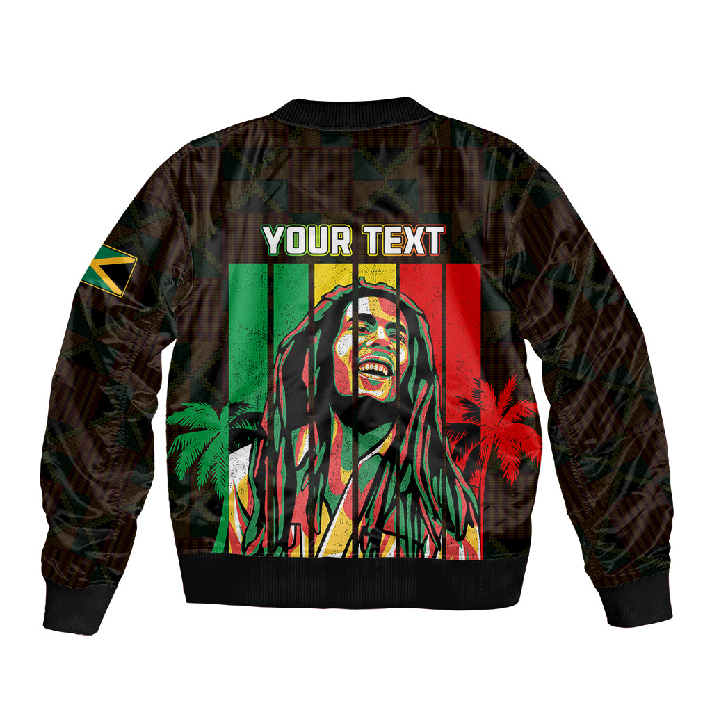 Personalised Jamaica Sleeve Zip Bomber Jacket Reggae Festival Legend Bob Abstract Portrait - Wonder Print Shop