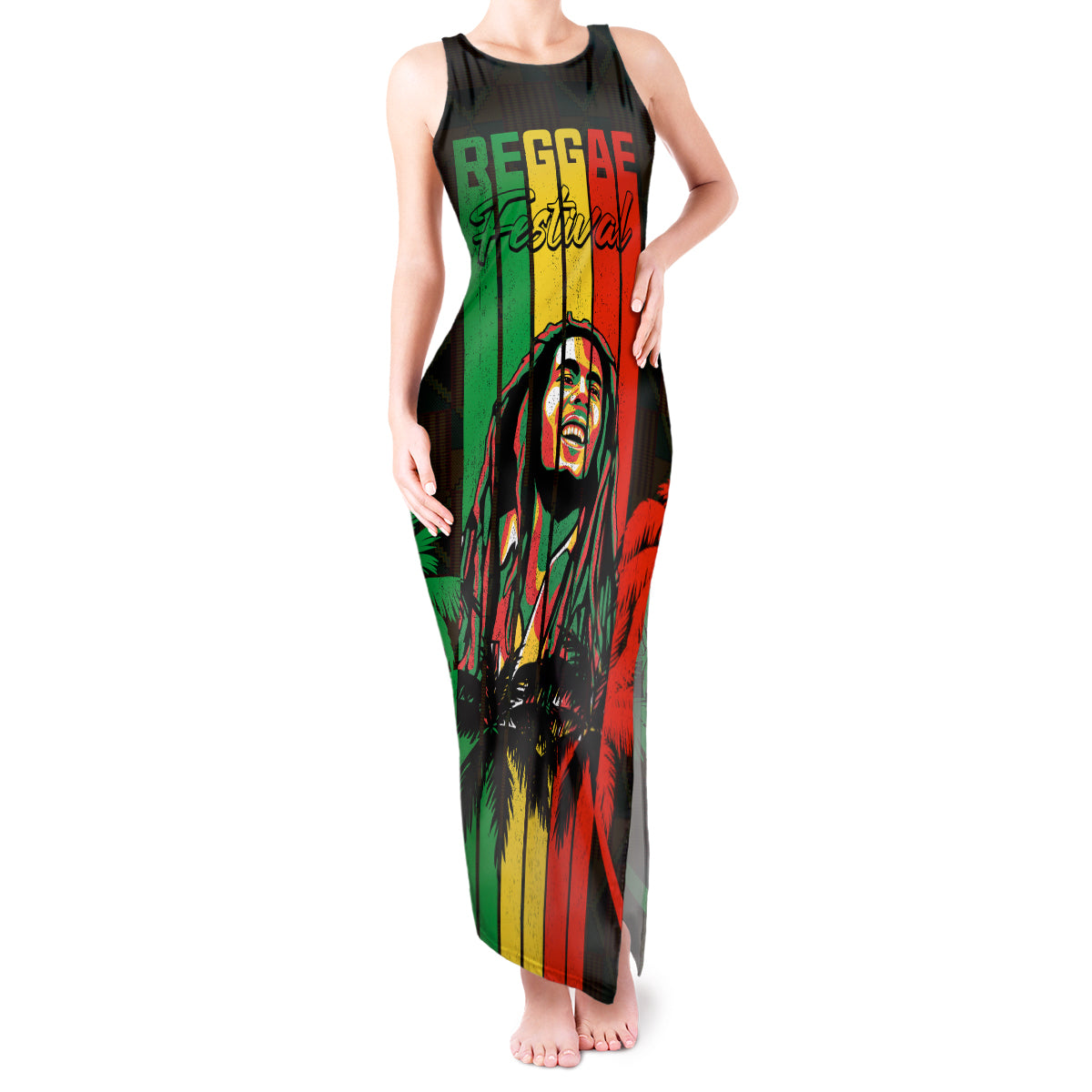 Personalised Jamaica Tank Maxi Dress Reggae Festival Legend Bob Abstract Portrait - Wonder Print Shop Personalised Jamaica Tank Maxi Dress Reggae Festival Legend Bob Abstract Portrait - Wonder Print Shop