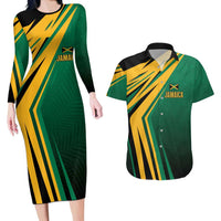 Jamaica Tropical Palm Personalized Couples Matching Long Sleeve Bodycon Dress and Hawaiian Shirt - Wonder Print Shop