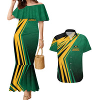 Jamaica Tropical Palm Personalized Couples Matching Mermaid Dress and Hawaiian Shirt - Wonder Print Shop