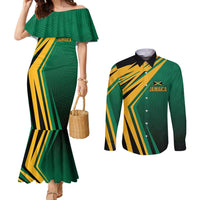 Jamaica Tropical Palm Personalized Couples Matching Mermaid Dress and Long Sleeve Button Shirt - Wonder Print Shop