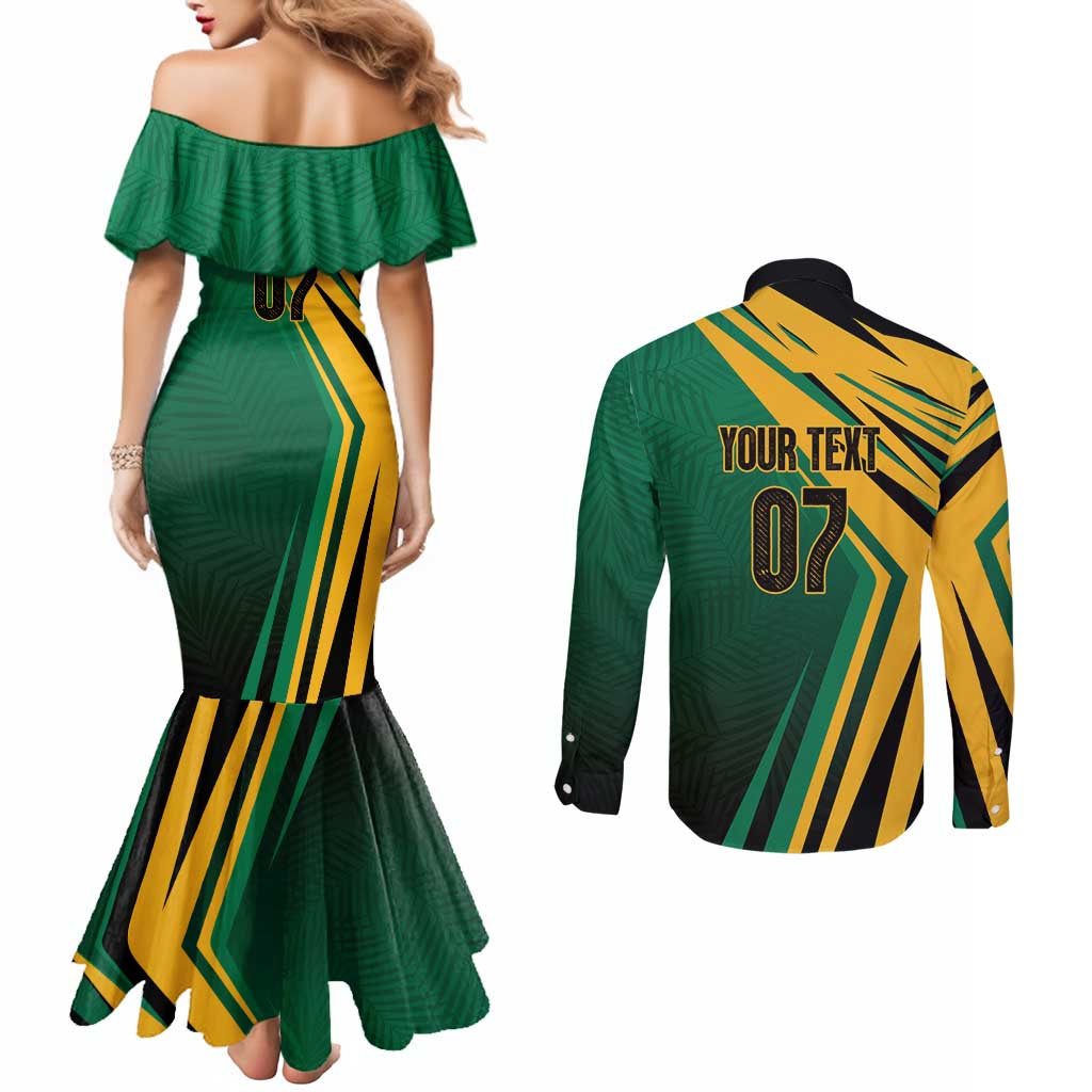 Jamaica Tropical Palm Personalized Couples Matching Mermaid Dress and Long Sleeve Button Shirt - Wonder Print Shop